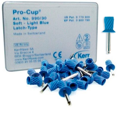 990|30 Резинки-чашечки PRO-CUP профилактические мягкие голубый 30 шт., KERR