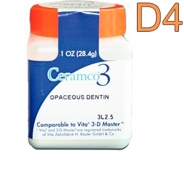 Ceramco 3 Opaceous Dentine цвет D4, 1 унция 28.4г (Опак-дентин)