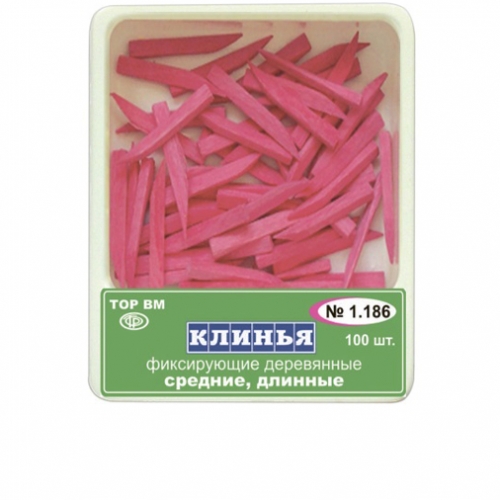 ТОР-1.186 Клинья деревянные средние длинные (розовые) 100 шт.