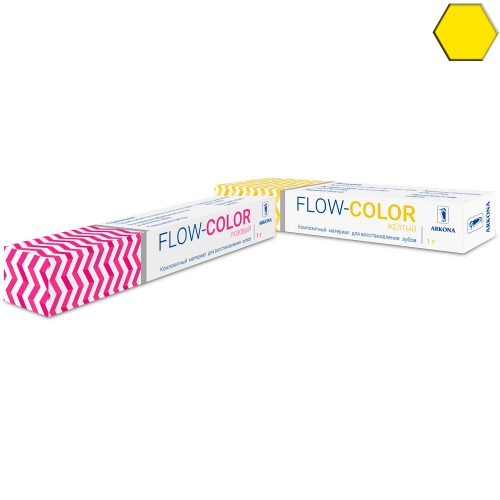 FLOW-COLOR ЖЕЛТЫЙ (1 гр) -цветной микрогибридный светоотв.композит типа "flow" с фтором, ARKONA
