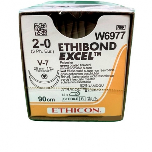 ETHIBOND EXCEL (ЭТИБОНД ЭКСЕЛЬ) W6977 нить: 2/0, 90 см,  кол.-реж. 26 мм х 2, 1/2