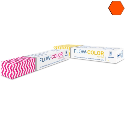 FLOW-COLOR ОРАНЖЕВЫЙ (1 гр) -цветной микрогибридный светоотв.композит типа "flow" с фтором, ARKONA