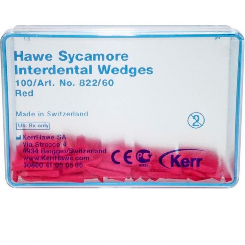 822/60 Клинья Sycamore Interdental деревянные красные (100шт), Kerr Hawe