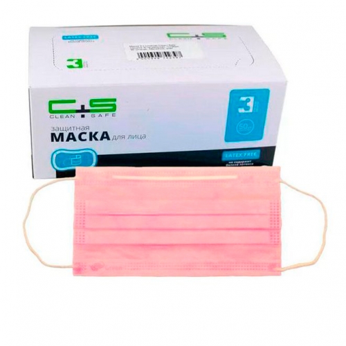 Маски Clean+Safe, 3-х слойные, розовые, 50шт.