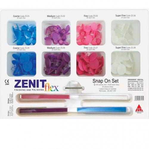 Набор вставных дисков Zenit flex Snap On (8х20 дисков, 20 штр., дискодер), President Dental Germani