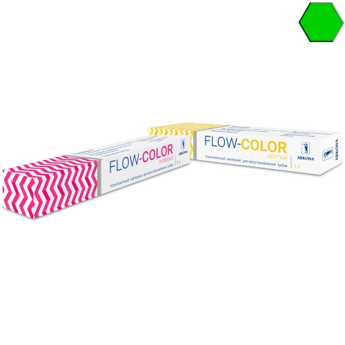 FLOW-COLOR ЗЕЛЕНЫЙ (1 гр) -цветной микрогибридный светоотв.композит типа "flow" с фтором, ARKONA