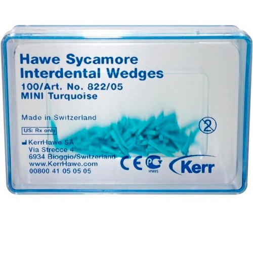 822/05 Клинья Sycamore Interdental деревянные бирюзовые (100шт), Kerr Hawe